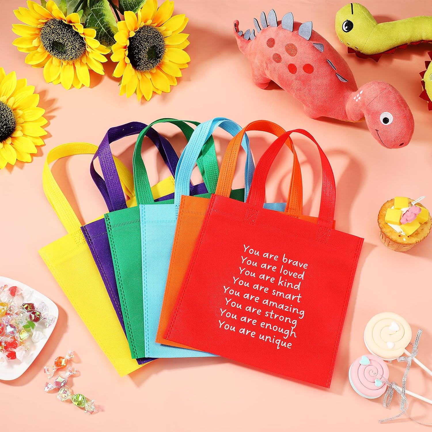 Coume 48 Sets Back to School Gift Bags for Students Inspiration Reusable Treat Bags Welcome to Kindergarten Gifts for Students Party Favor for Preschool Primary School Classroom (Classic)